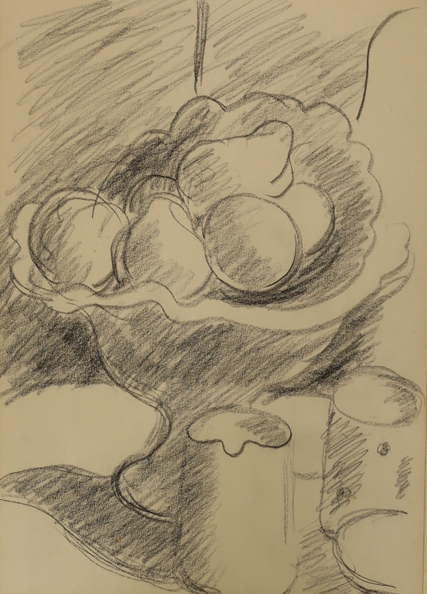 Sir Matthew Smith (1879-1959), pencil on paper, Still life of fruit in a bowl, label of attribution verso, 36 x 25cm